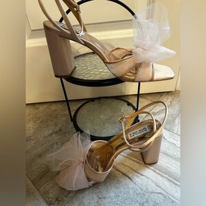 24 HOUR PRICE DROP Badgley Mischka Blush Heels with Tulle Accent